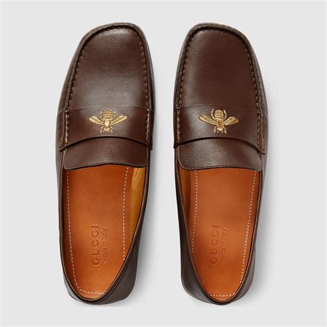 gucci leather driver with bee|gucci drivers for men.